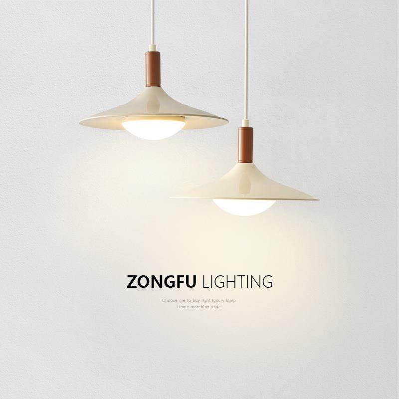 奶油风餐厅吊灯法式简约餐桌吧台飞碟灯侘寂风卧室房间床头小吊灯