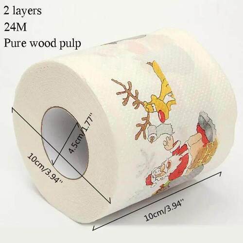 1Roll Christmas Toilet Paper Festival Theme Printed Wood Pul