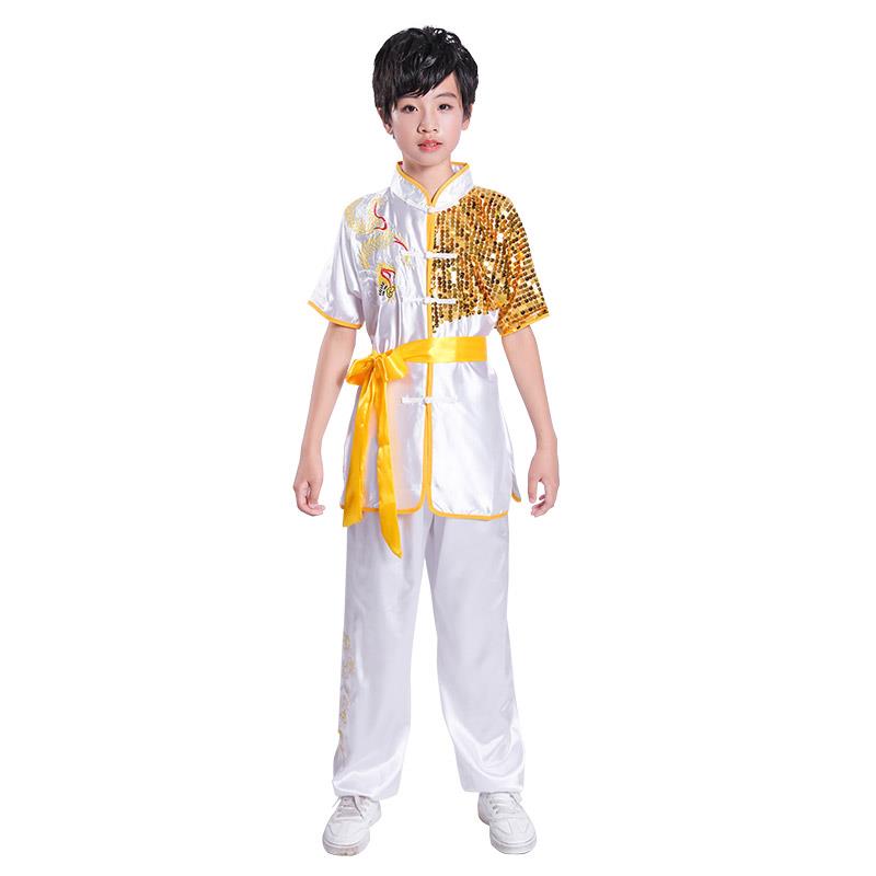 高档儿童武练术表演服青少年演竞出服少儿训服服男女赛刺绣龙中国