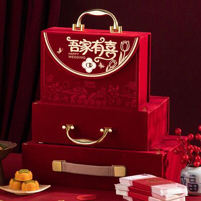订婚彩礼钱盒子订亲提亲聘礼装彩礼的箱子盒子结婚用品烫金礼金箱
