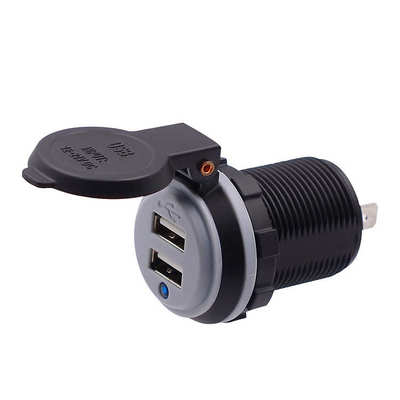 路灯4.8A改装车充弹簧盖双USB车载改装巴士支架车载手机充电cc