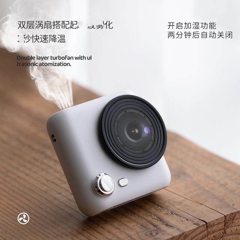 新款直销复古相机空调挂脖喷雾风扇迷你口袋懒人风扇创意儿童挂脖