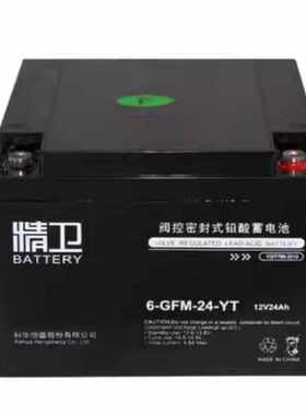 科华精卫蓄电池6-GFM-24-YT铅酸免维护12V24AH直流屏UPS机房基站
