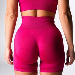 欧美款阳离子涤纶锦纶AB纱高弹大提臀暗花无缝瑜伽裤三分裤健身裤