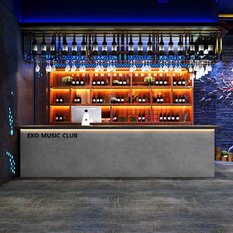 工业风酒吧吧台清吧咖啡台球厅转角前台桌接待柜台餐厅覆古收银台