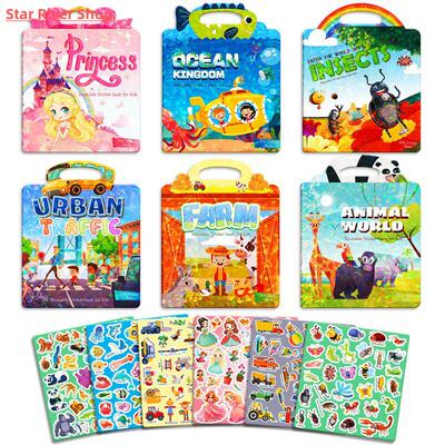 Reusable Cartoon Sticker Book for Kids DIY Puzzle Game Educa