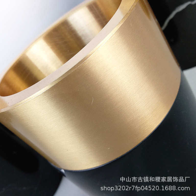 花瓶器黑色石花摆件桌面软大理花插现代样板房装饰品家居简约