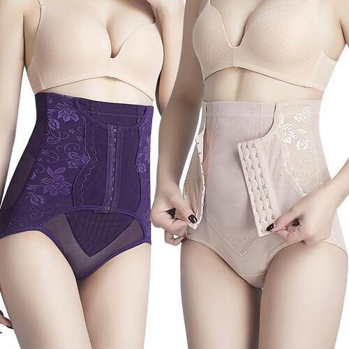 Thin high waisted lace waist cinching pants with mesh mesh