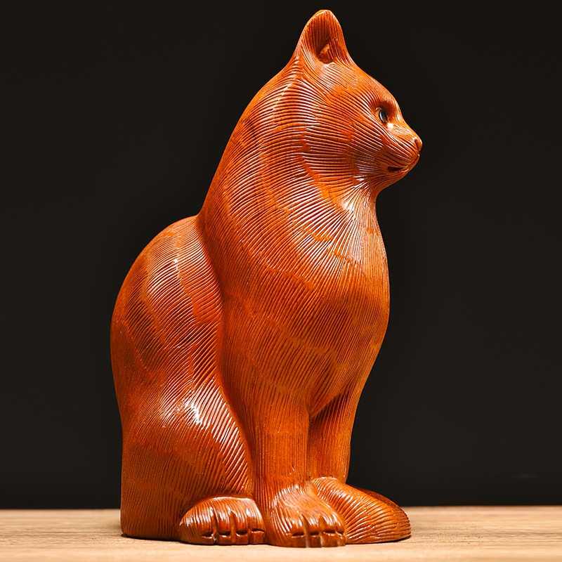 木雕摆件小猫咪实木头雕刻动物家居客厅桌面办公司装饰女生小礼品,家居饰品,木雕,淘宝优惠券,粉丝福利购,淘宝优惠卷