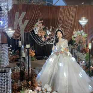 牛奶丝咖色布幔婚庆弹力布吊顶舞台装饰布奶茶色婚礼吊顶背景挂布