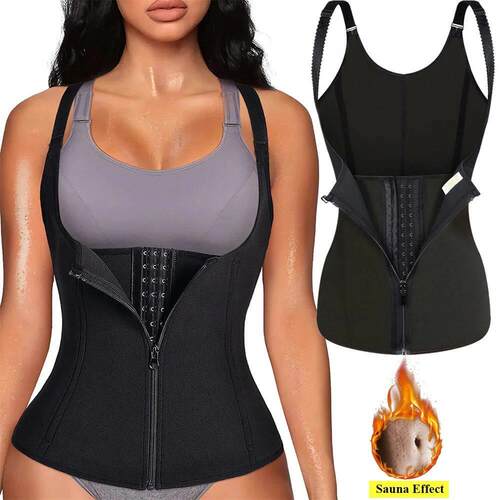 Waist Trainer Tank Top For Women Zipper Body Shaper Tummy Co