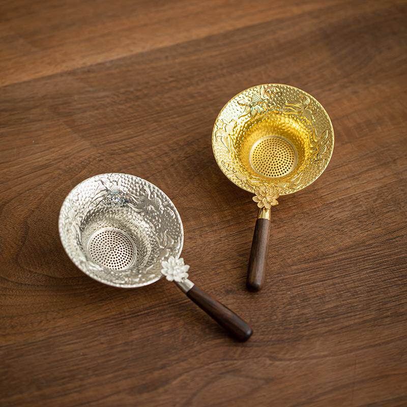 新中式锤纹莲花茶漏茶滤高档茶具茶叶配件漏斗茶道过滤网创意