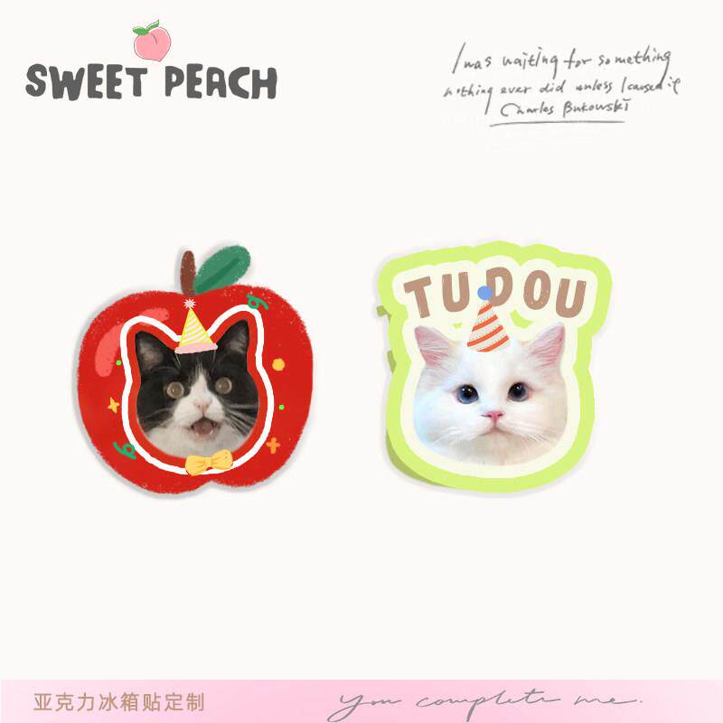 亚克力宠物大头冰箱贴定制猫咪狗狗爱宠照片周边diy装饰磁贴