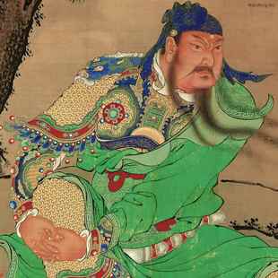 商喜关羽擒将图三国演义人物画关羽神像画像关公挂画关二爷仿古画