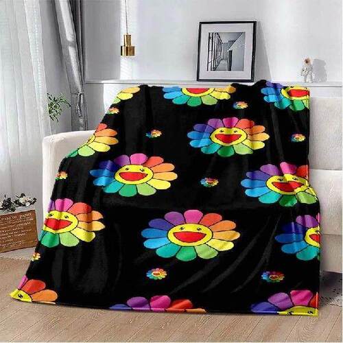 Ins Cartoon Sonnenblume Smiley blanket for bed Picnic blanke