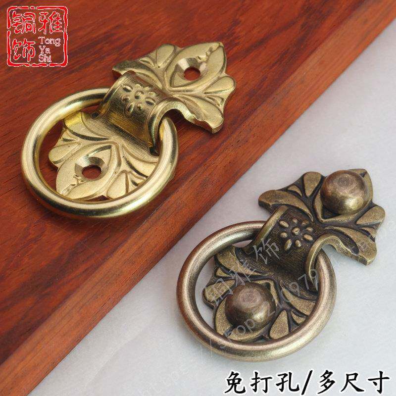 复古门窗户拉环彷古铜拉手老式格栅民宿大木门柜门纯铜免打孔把手