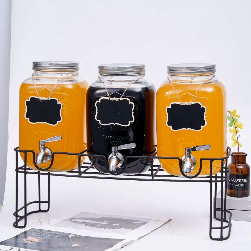 桶三支瓶泡酒冷水分配器定制罐装桶玻璃瓶龙头饮料果汁带可乐