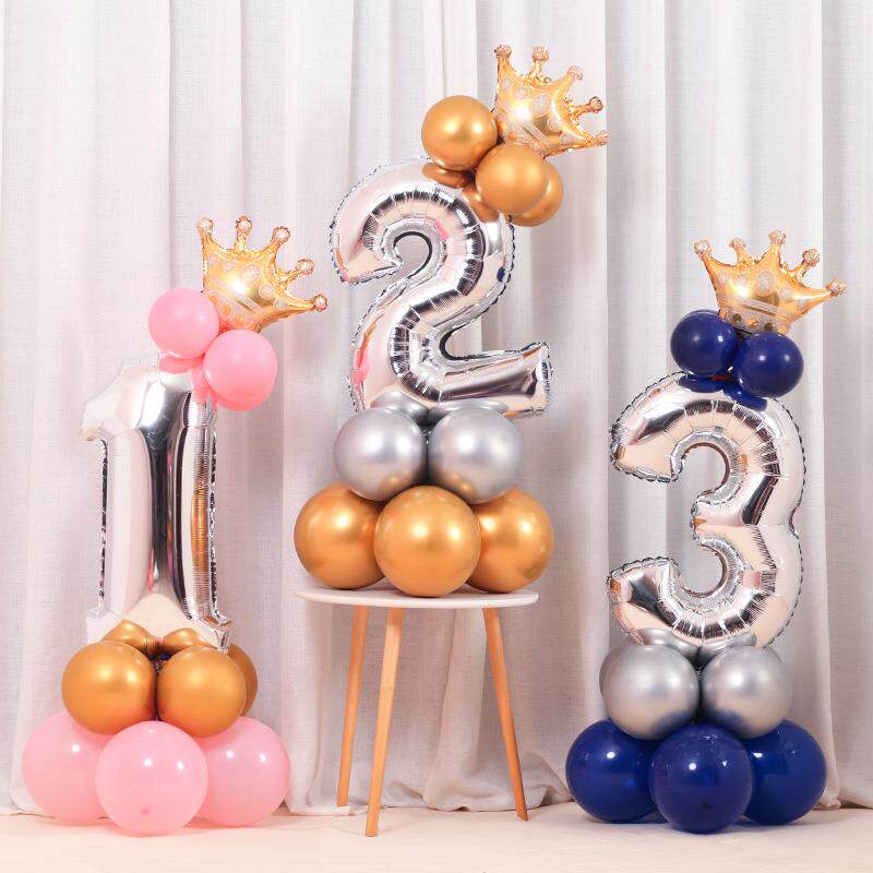 生日数字气球立柱派对装饰用品儿童宝宝周岁背景墙场景布置路引