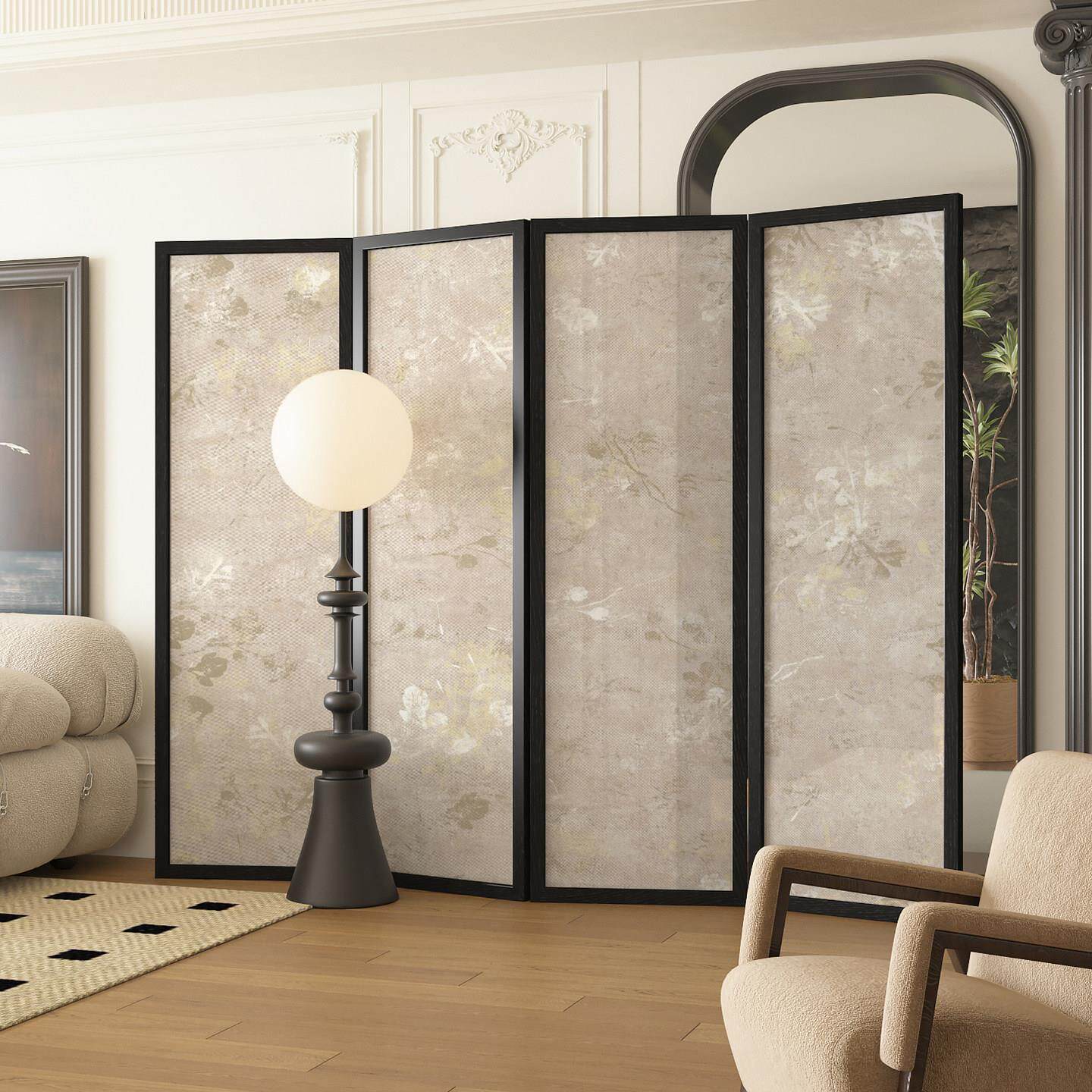 简易实木屏风入户遮挡隔断客厅折叠移动轻奢高级感背景墙折屏新款