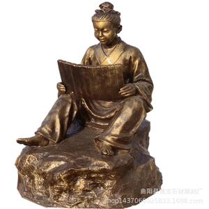 玻璃钢校园人物读书看书学生励志雕塑 仿铜人像雕像现货优惠
