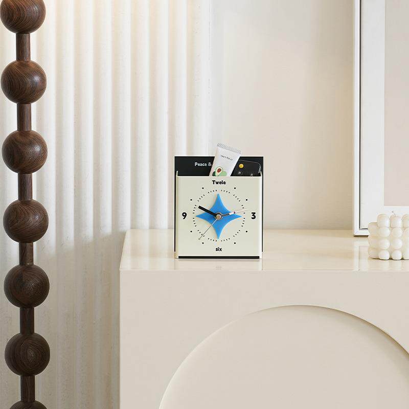 WOZOO玄M家居创摆意摆台VVQ式钟客厅关收纳件办公桌面时钟装座饰