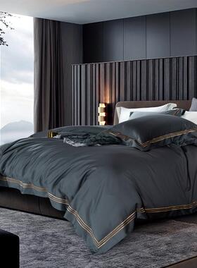 2F20s支长绒XIK棉贡缎全棉轻风被套奢四件酒店套欧式纯棉床上1用