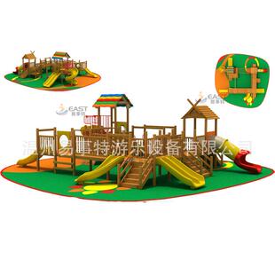 12户外大型攀爬滑梯组合儿童木质滑滑梯幼儿园户外乐园游玩设备