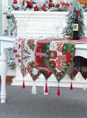 Christmas Decoration Snowman Robin Berry Linen Table Runner1