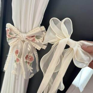 法式 饰配件小饰品北欧扎绳绑绳 人鱼姬珠光蝴蝶结绑带窗帘纱帘装