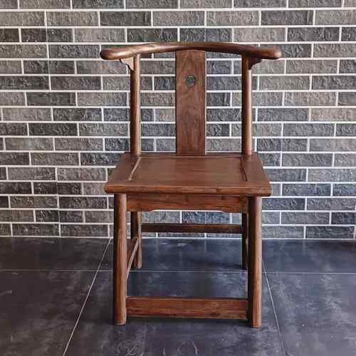 正品新中式茶桌月牙椅靠小Y椅子实木牛角椅榆木背椅客椅椅餐桌椅