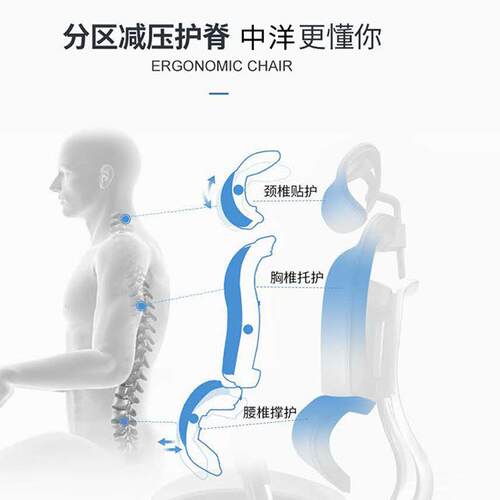 跨境精选人体工学椅电脑椅书房靠背座椅办公椅子舒服久坐护腰可躺