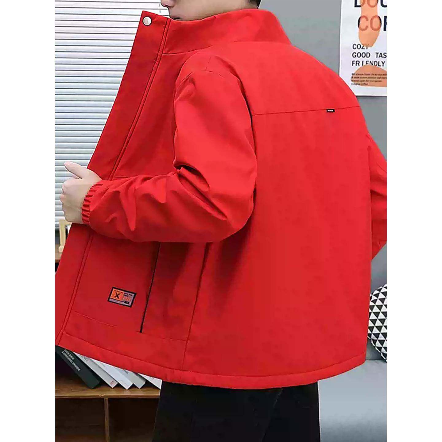 高端夹克男2026新款春秋季加绒加厚宽松男装休闲立领外套高级感