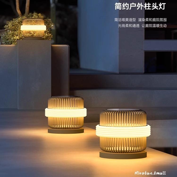 室外围墙柱头灯户外防水太阳能庭院柱子灯别墅门柱灯圆形大门灯