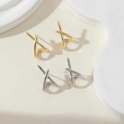 LATS Trendy Gold Color Cross Stud Earrings for Women Dainty