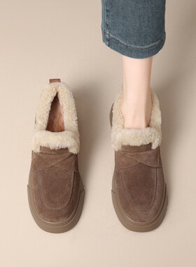 【意大利】René Vanvilla羊羔毛加绒?厚底4.5cm 磨砂皮乐福鞋女
