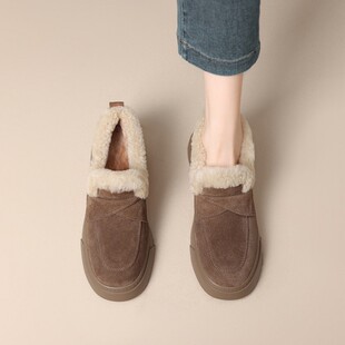 【意大利】René Vanvilla羊羔毛加绒?厚底4.5cm 磨砂皮乐福鞋女