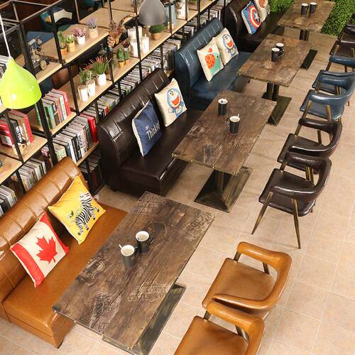 工业清酒吧烧烤店串串香汉堡店桌风子椅靠子沙发墙63卡座吧桌椅组