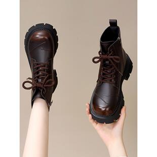 早春新款厚底马丁靴女款英伦风2026软底短靴秀气显瘦机车靴0101n