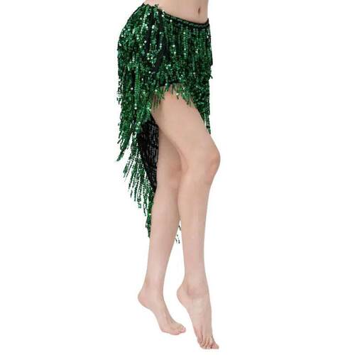 Triangle Sequins Bellydance Skirt Belly Dance Long Tassel Hi