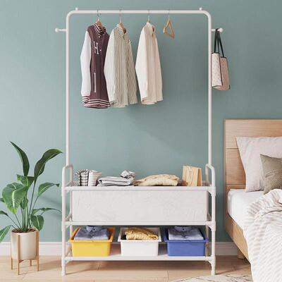 Simple clothes hanger coat storage rack shoe shelf stool