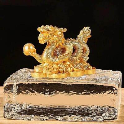 Chinese Feng Shui Lucky Golden Wealth Dragon Statuette