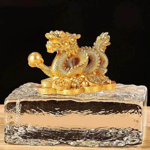 Chinese Feng Shui Lucky Golden Wealth Dragon Statuette