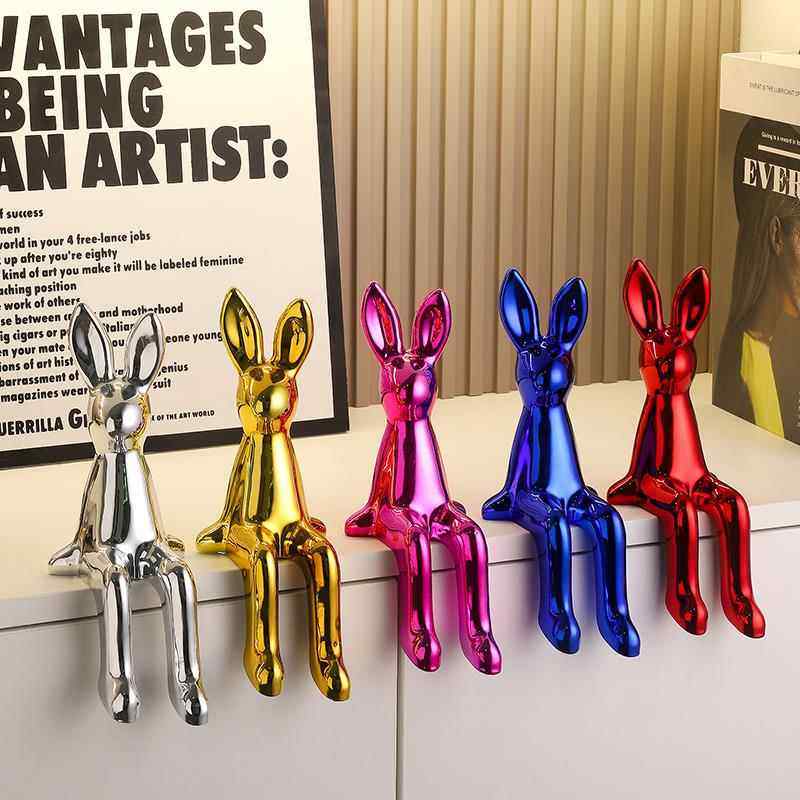 高级感坐姿兔子酒柜电视柜台面摆件轻奢高档客厅餐边玻璃柜装饰品