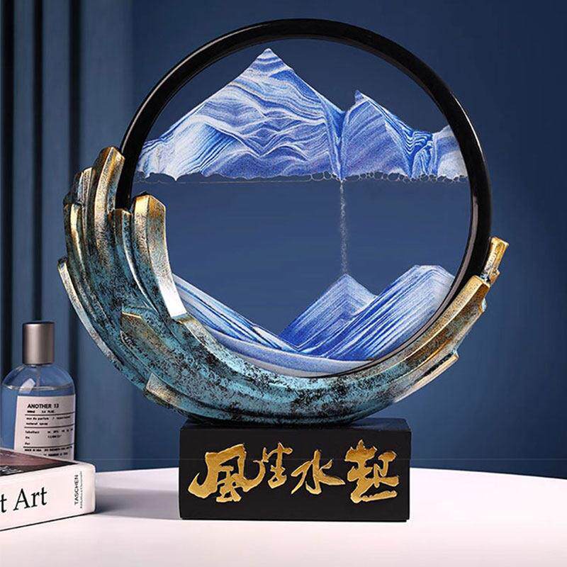 轻奢摆件 风生水起流沙画 画沙漏摆件精致家居办公室装饰品乔迁礼