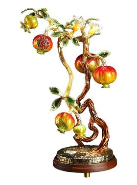 珐琅彩多籽多福摆件石客榴工艺摆家居饰品厅玄件关中式CF-06220桌