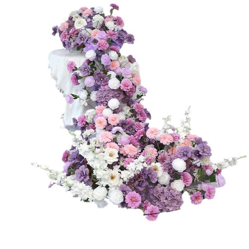 瀑布花桌花婚礼花艺仿真花高级加密假花束成品生日派对桌摆长条花
