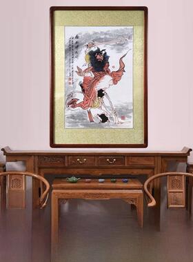 纯手绘钟馗引福农村中堂卷轴朱砂国画人物画像玄关客厅挂画装饰画