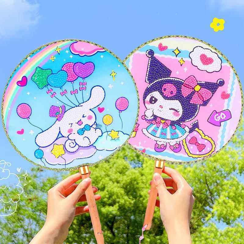 玉桂狗钻石贴画扇子点钻画手工儿童diy玩具女孩砖石画材料包女童T,居家日用,扇子,淘宝优惠券,粉丝福利购,淘宝优惠卷