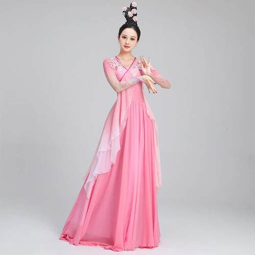 今朝醉舞蹈服古典舞演出服女飘逸仙气粉色现代舞开场舞国风表演服