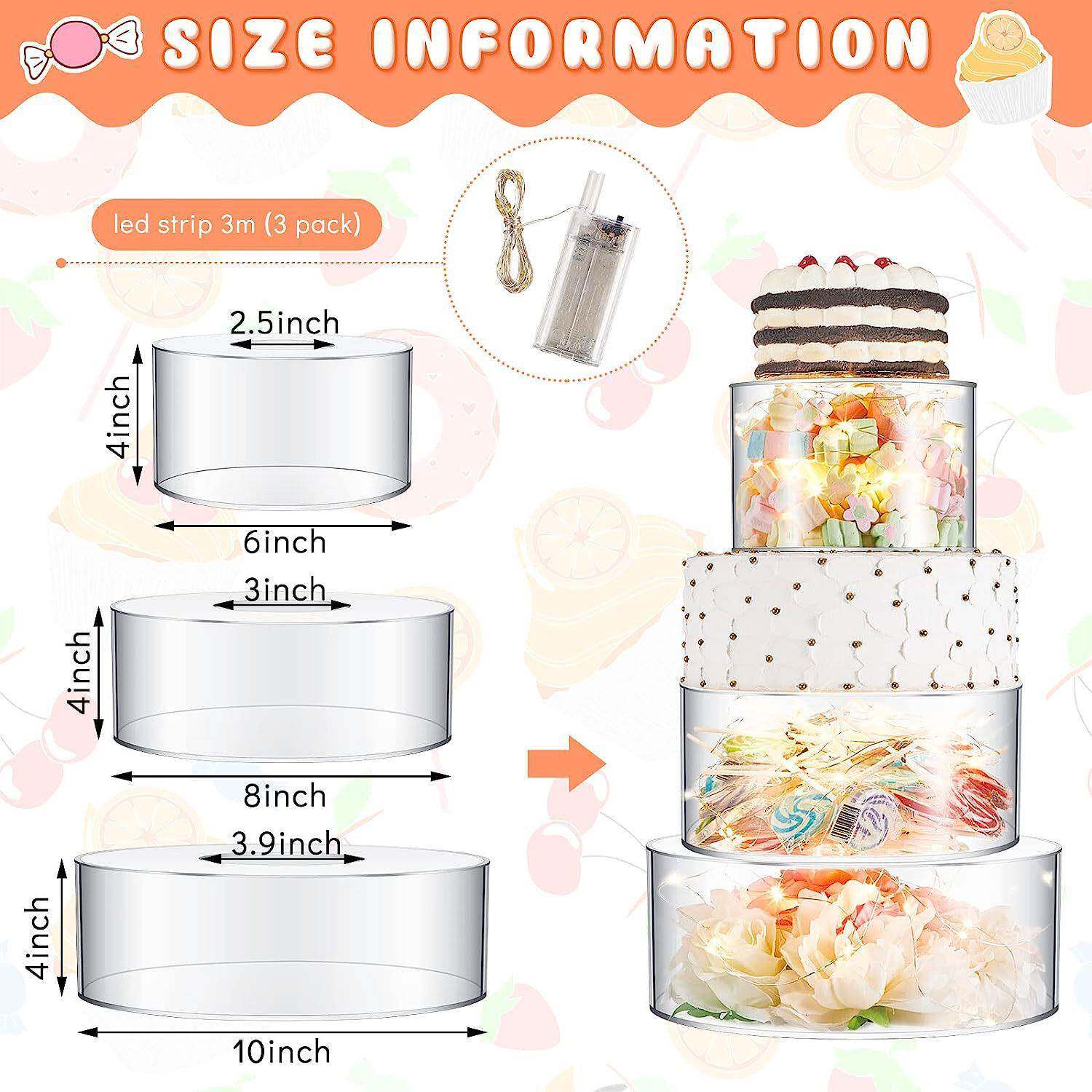 透明圆形方形亚克力蛋糕架可填充物蛋糕托婚礼婚庆宴会派对